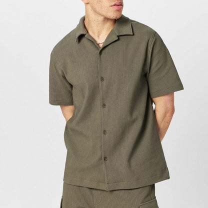 Camisa Masculina Verão Colarinho Alto