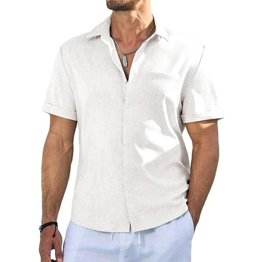 Camisa Masculina Colarinho Alto Casual